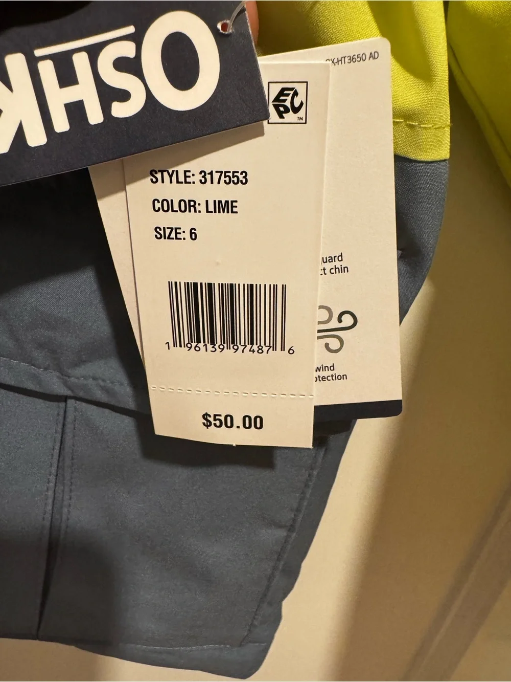 OshKosh B'gosh Two-Tone Yellow and Navy Hooded Rain Jacket